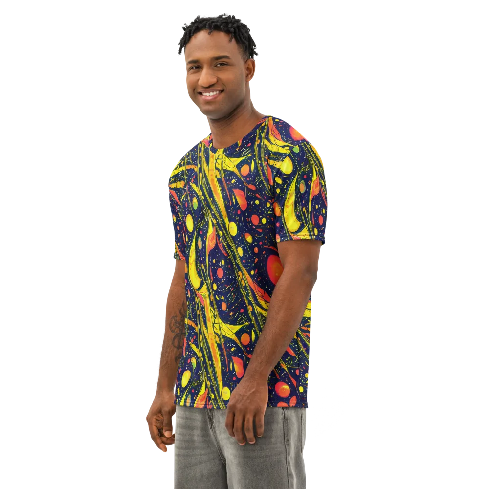 Citrus Vortex on Men's Cotton Crew Neck T-Shirt — Left Front