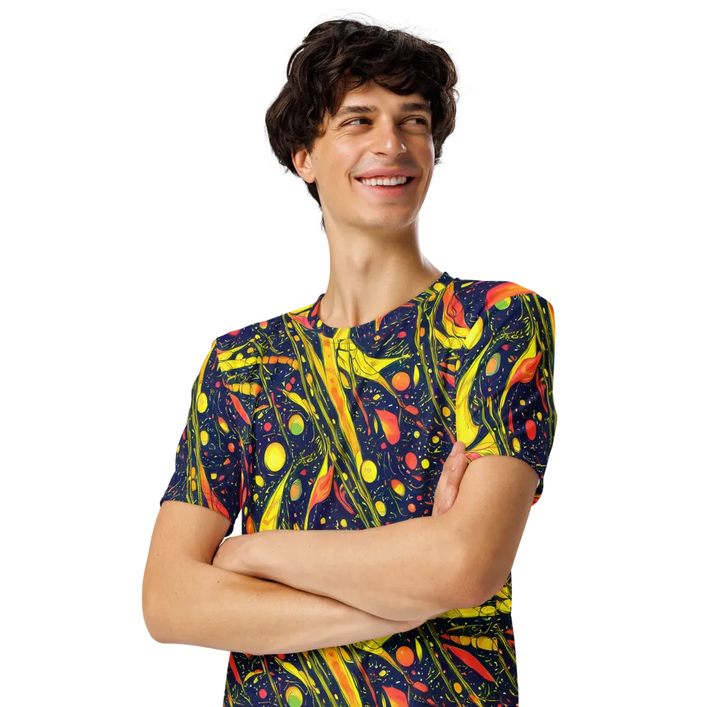 Citrus Vortex on Men's Crew Neck T-Shirt — Left Front