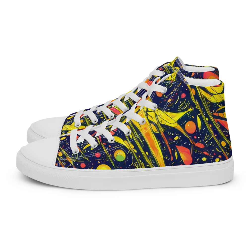 Citrus Vortex on Men's High Top Canvas Shoes — Left