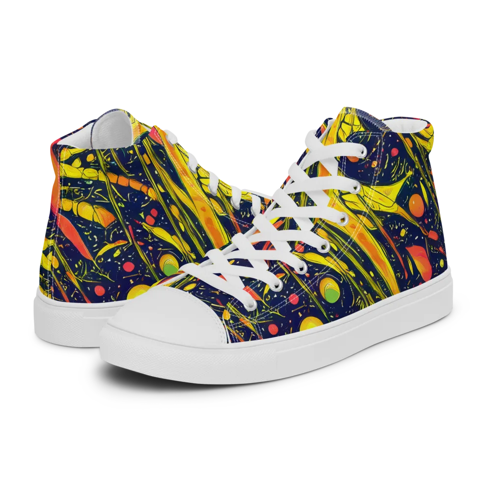 Citrus Vortex on Men's High Top Canvas Shoes — Left