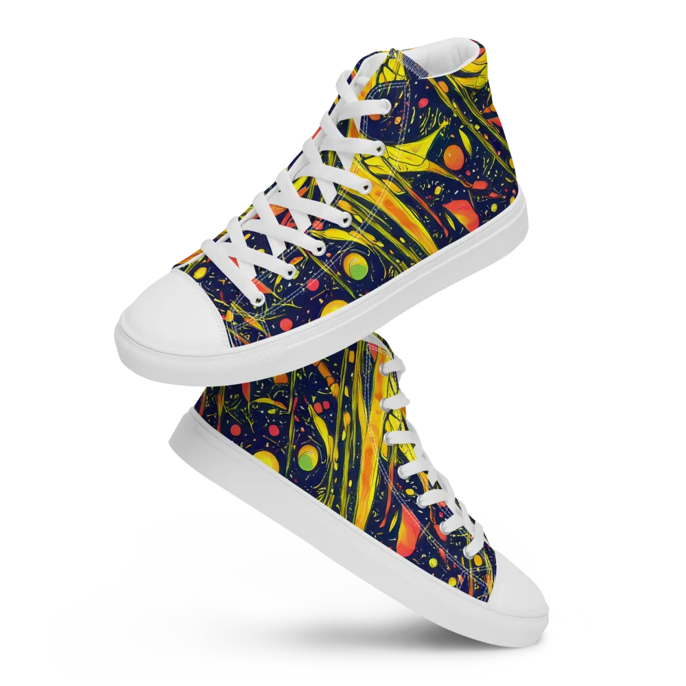 Citrus Vortex on Men's High Top Canvas Shoes — Front