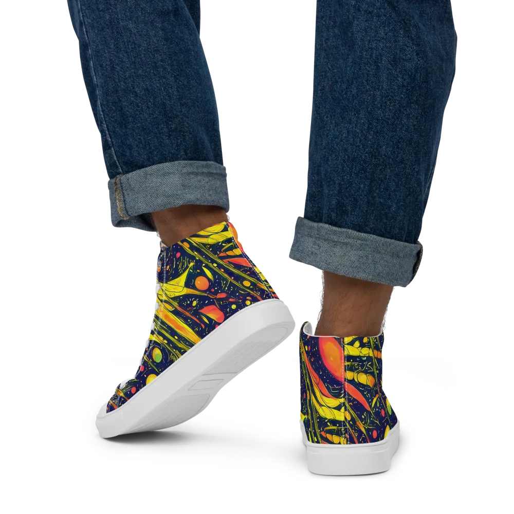 Citrus Vortex on Men's High Top Canvas Shoes — Back