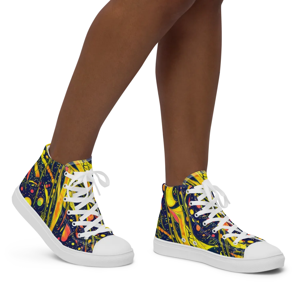 Citrus Vortex on Women's High Top Canvas Shoes — Right