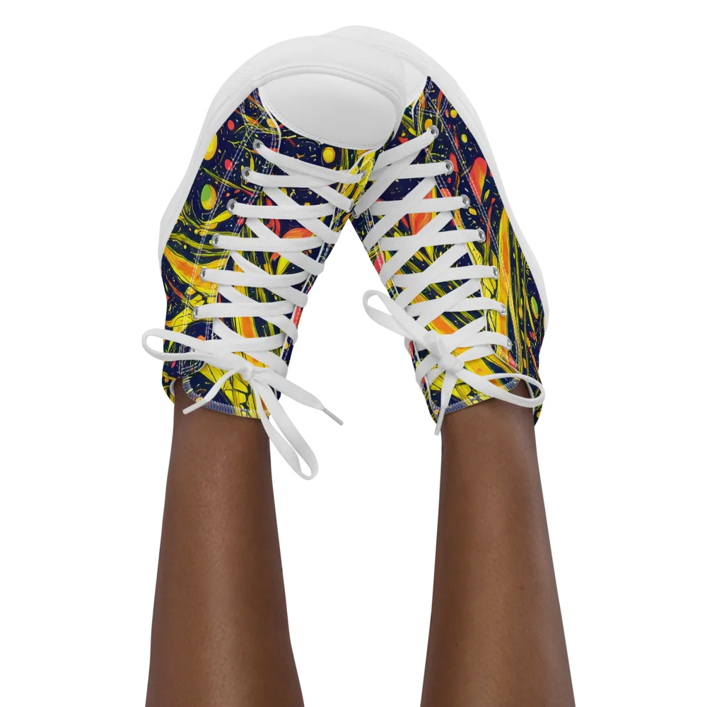 Citrus Vortex on Women's High Top Canvas Shoes — Front