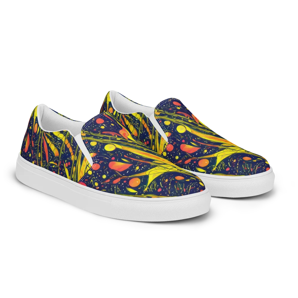 Citrus Vortex on Men's Slip-On Canvas Shoes — Right Front