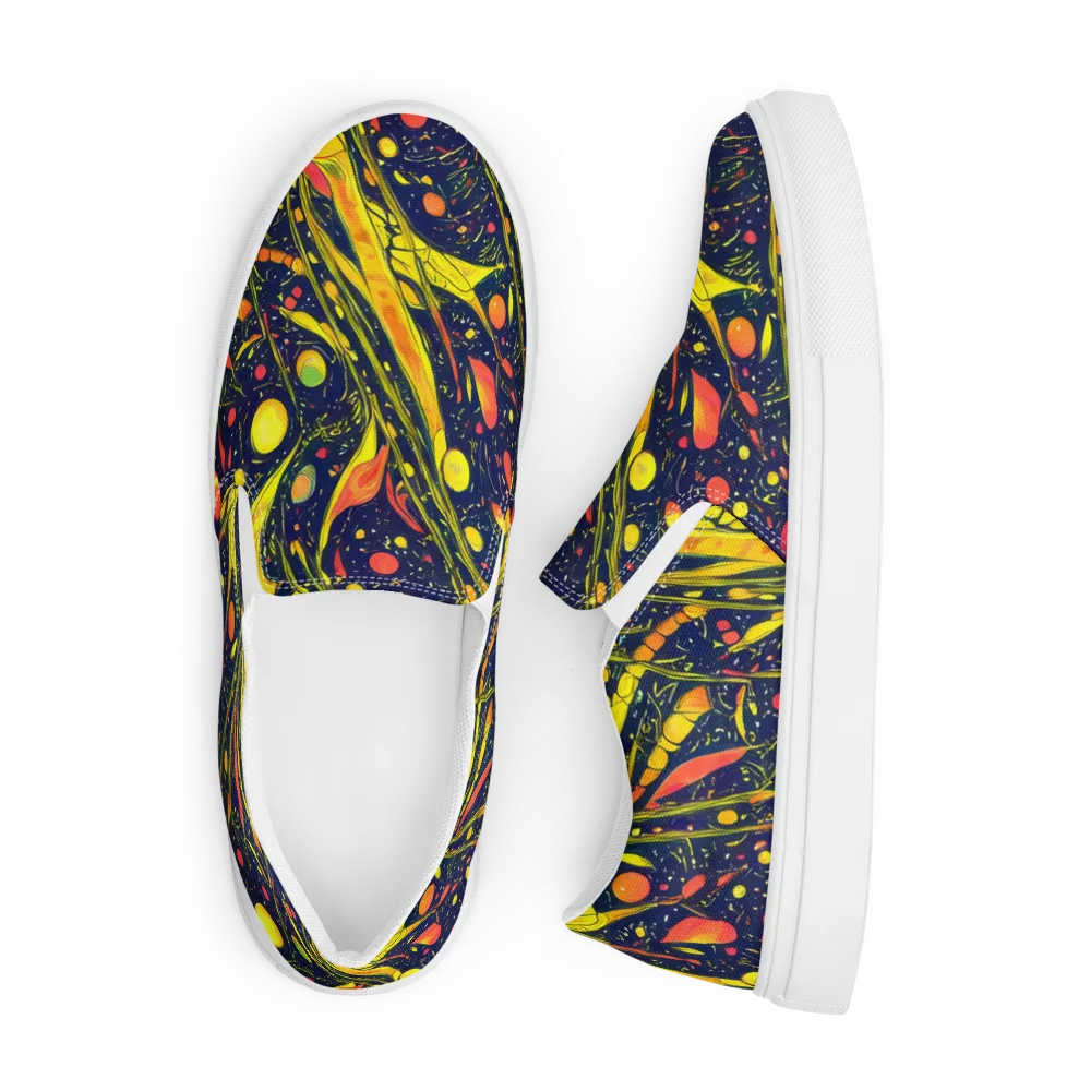 Citrus Vortex on Men's Slip-On Canvas Shoes — Front