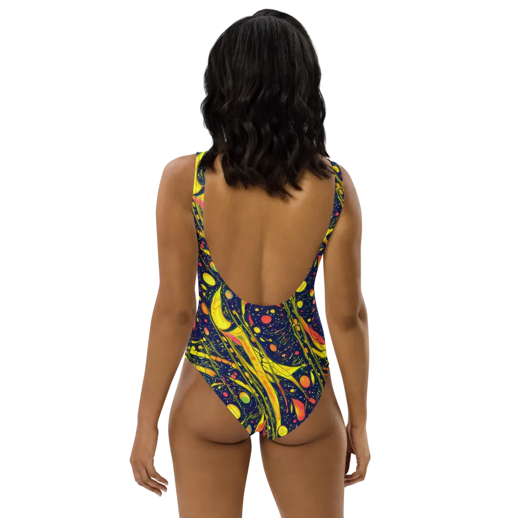Citrus Vortex on One-Piece Swimsuit — Back