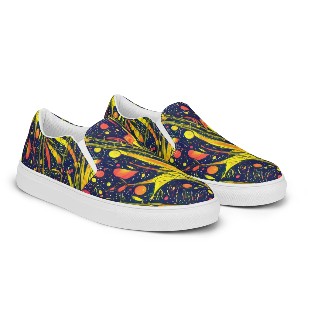 Citrus Vortex on Women's Slip-On Canvas Shoes — Right Front