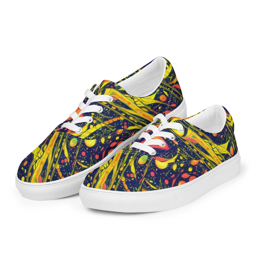Citrus Vortex on Men's Lace-Up Canvas Shoes — Left Front