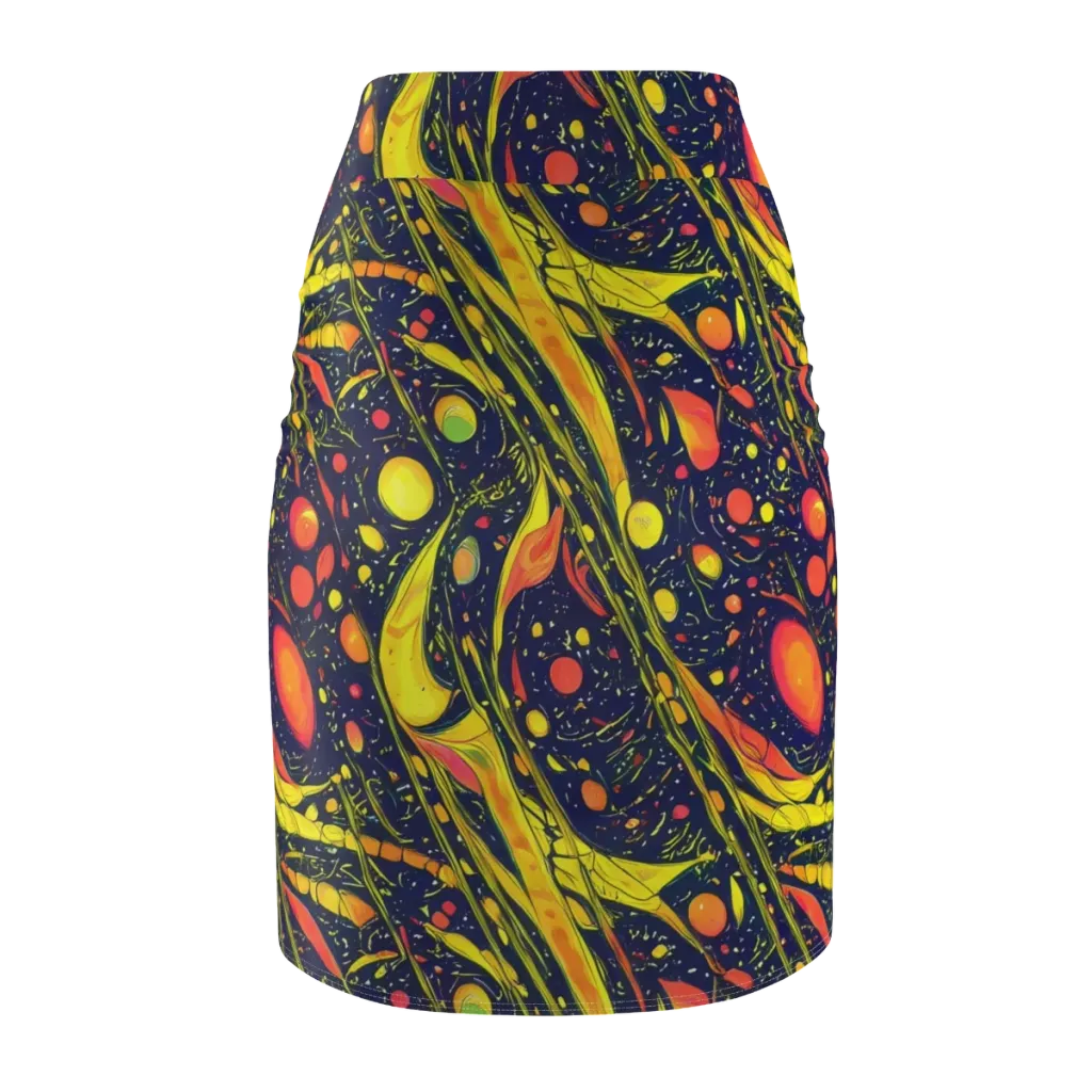 Citrus Vortex on Pencil Skirt — Back