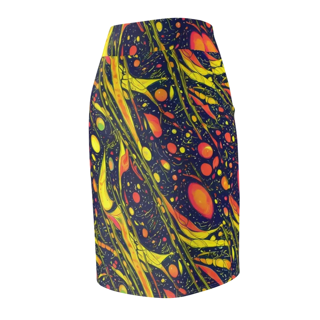 Citrus Vortex on Pencil Skirt — Back Side