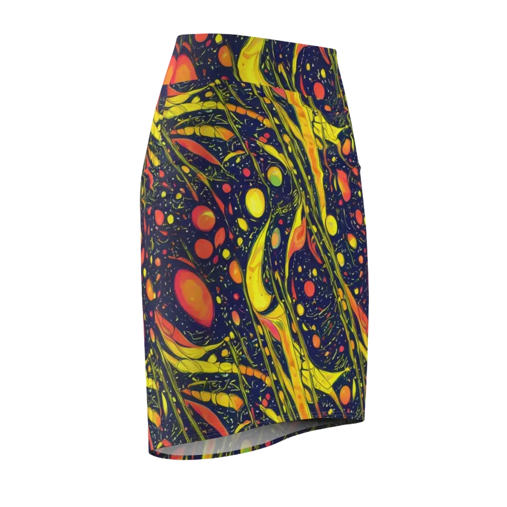 Citrus Vortex on Pencil Skirt — Front Side