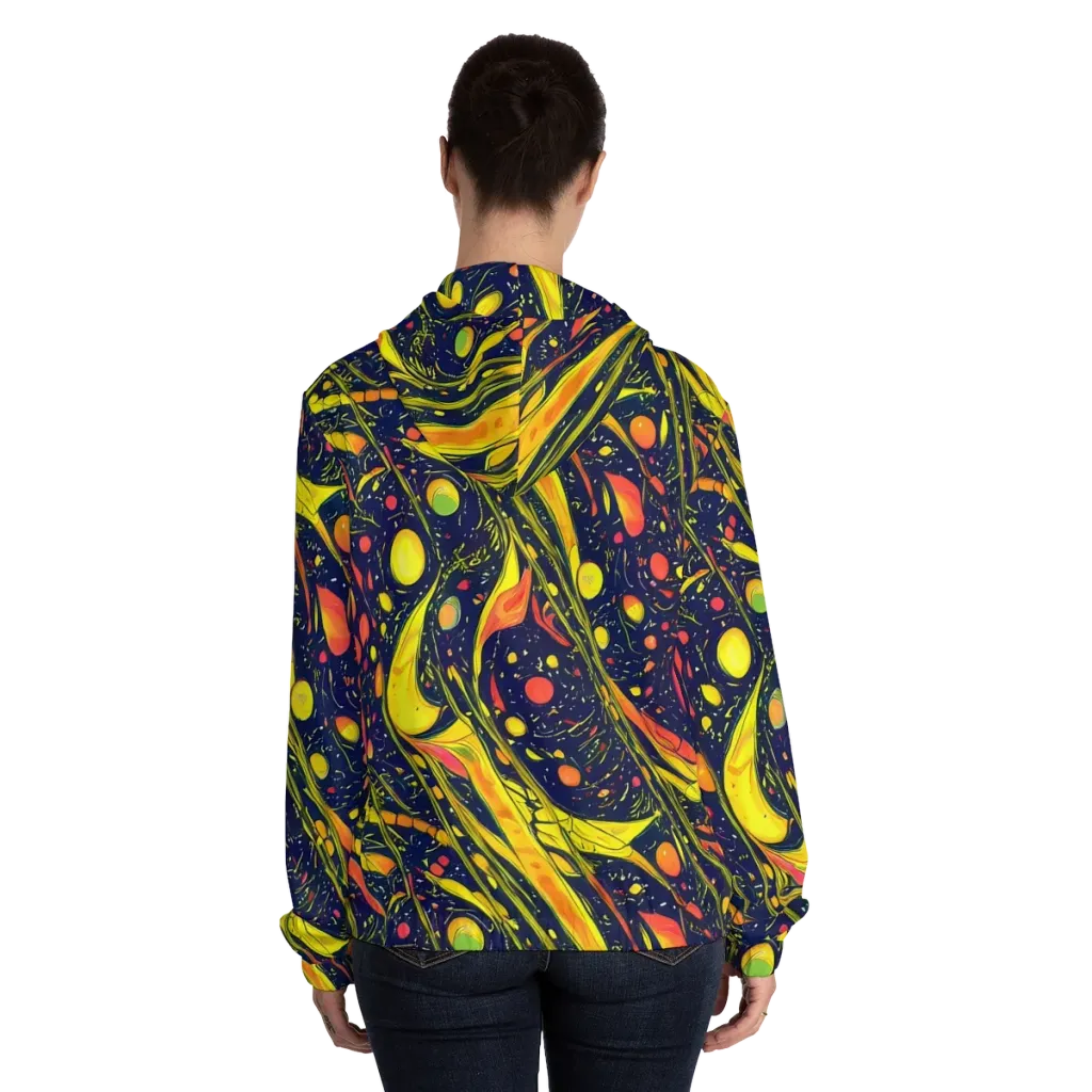 Citrus Vortex on Women's Full-Zip Hoodie — Back On Person