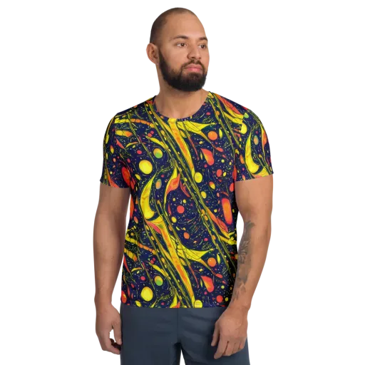 Citrus Vortex on a Men's Athletic T-Shirt