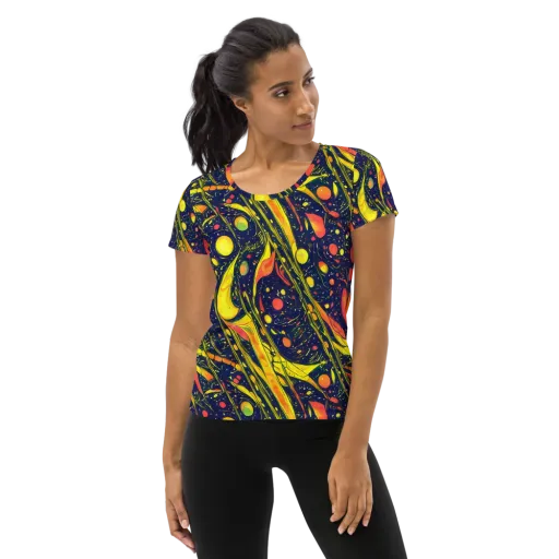 Citrus Vortex on a Women's Athletic T-Shirt