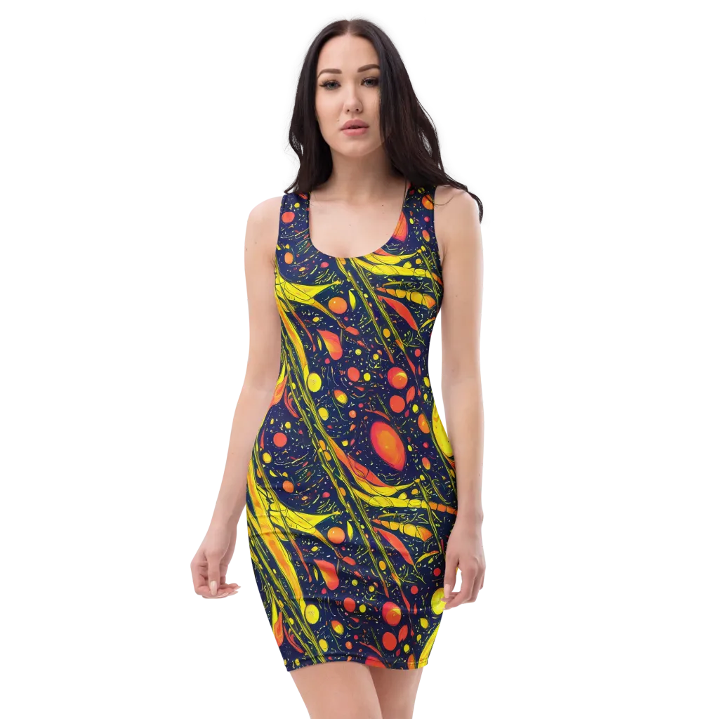 Citrus Vortex on Bodycon Dress — Front