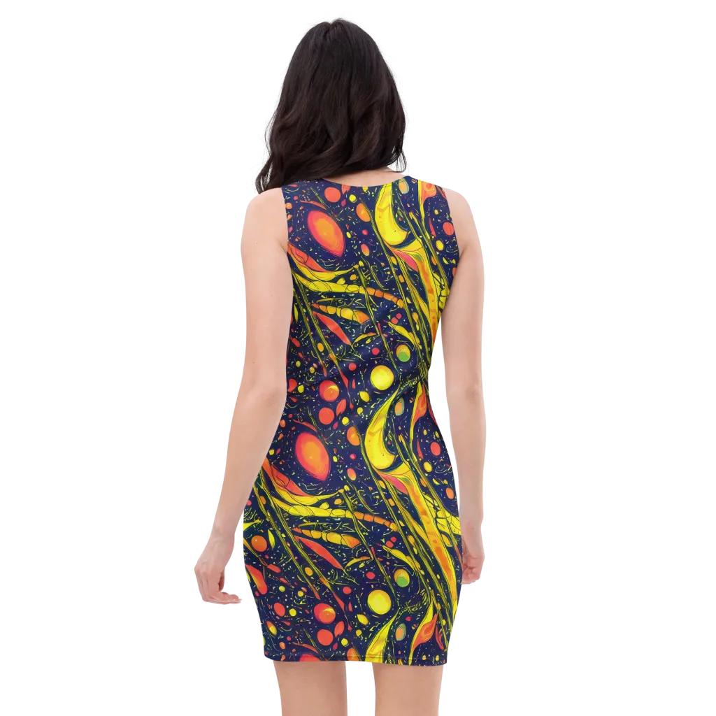 Citrus Vortex on Bodycon Dress — Back