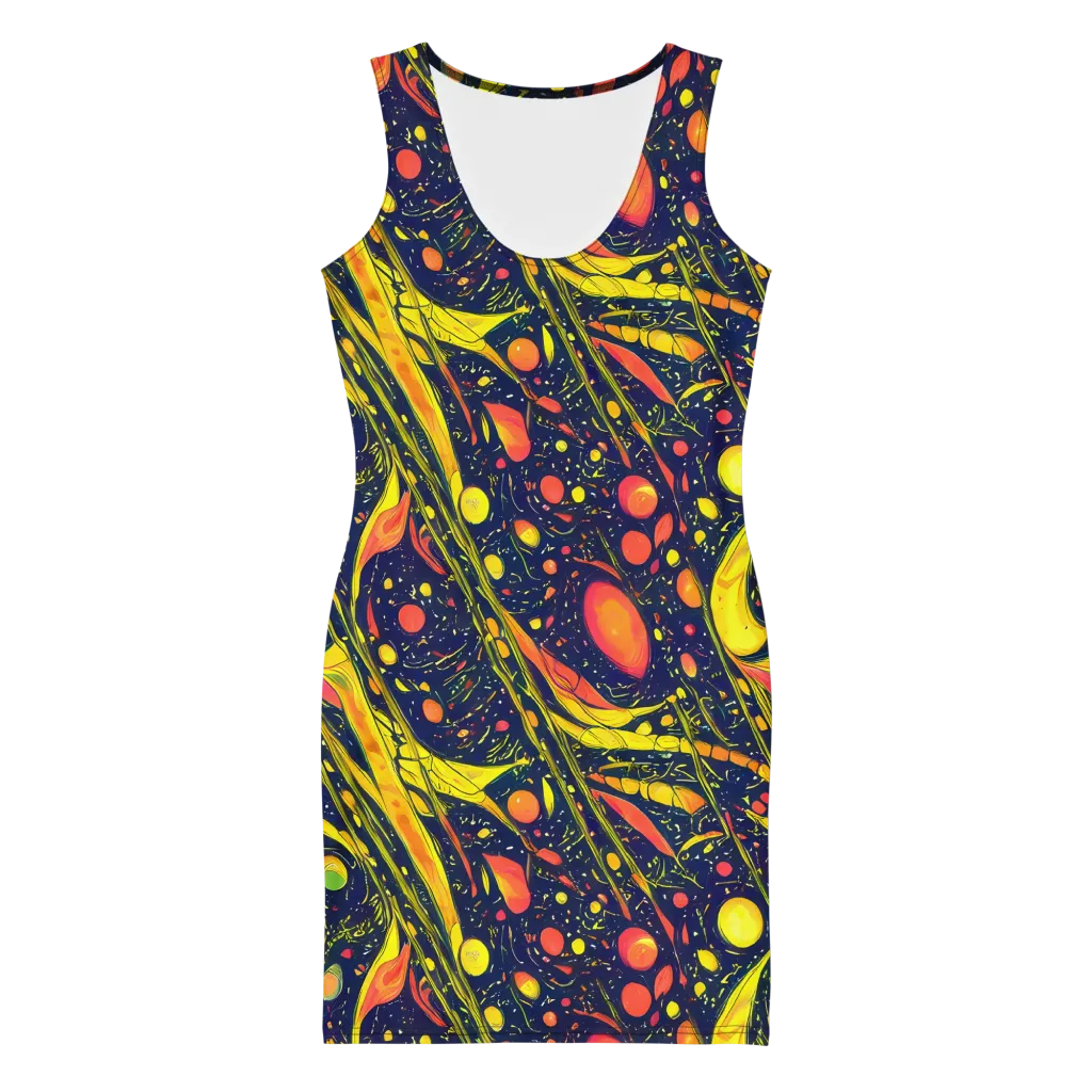 Citrus Vortex on Bodycon Dress — Front
