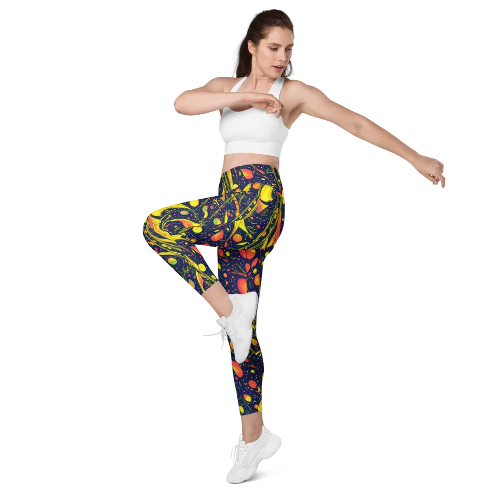 Citrus Vortex on Leggings with Pockets — Left Front