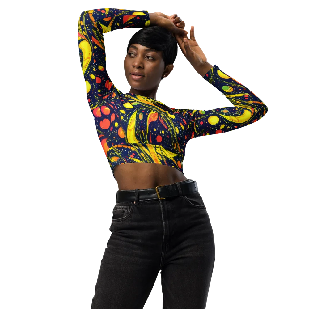Citrus Vortex on Long Sleeve Crop Top — Front
