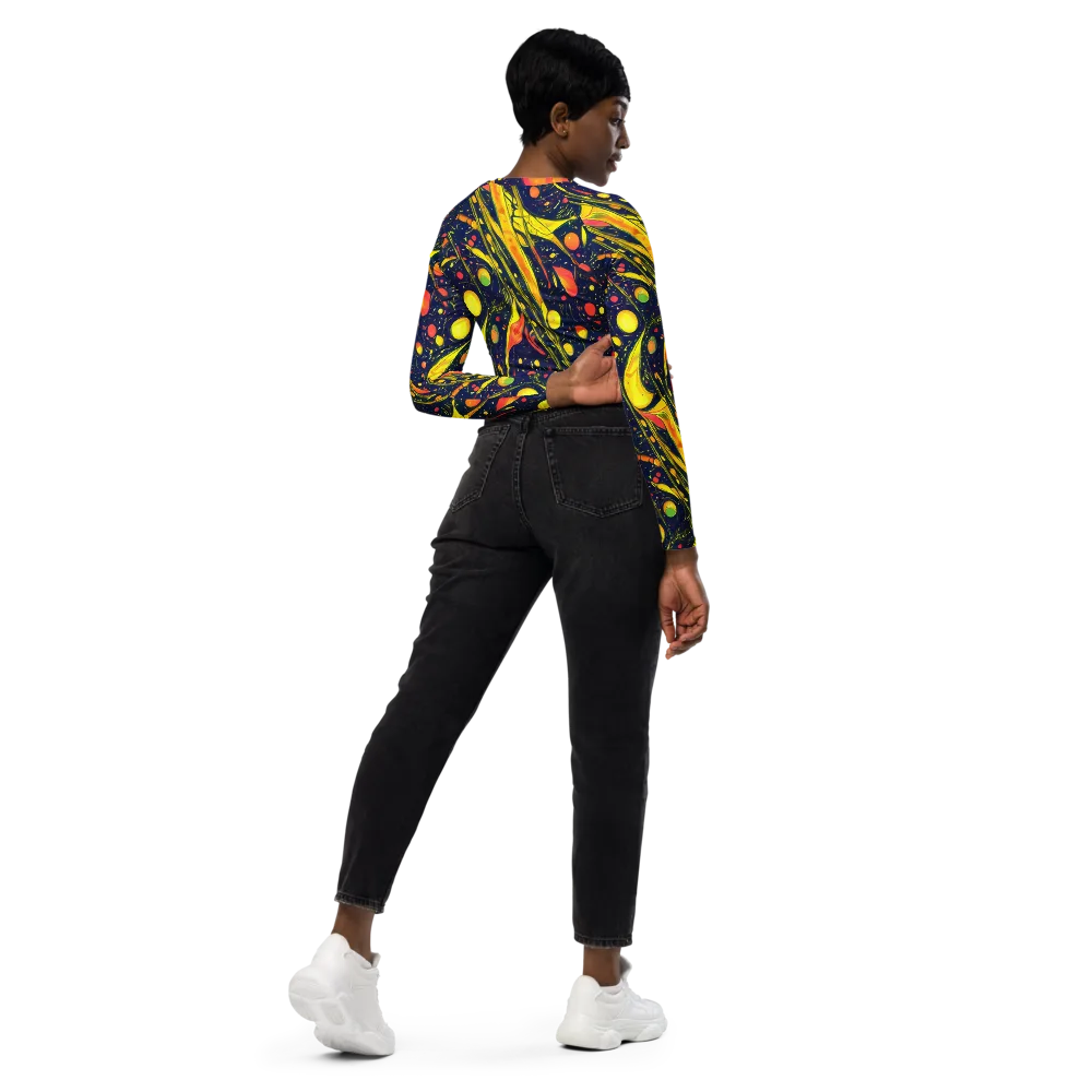 Citrus Vortex on Long Sleeve Crop Top — Right Back