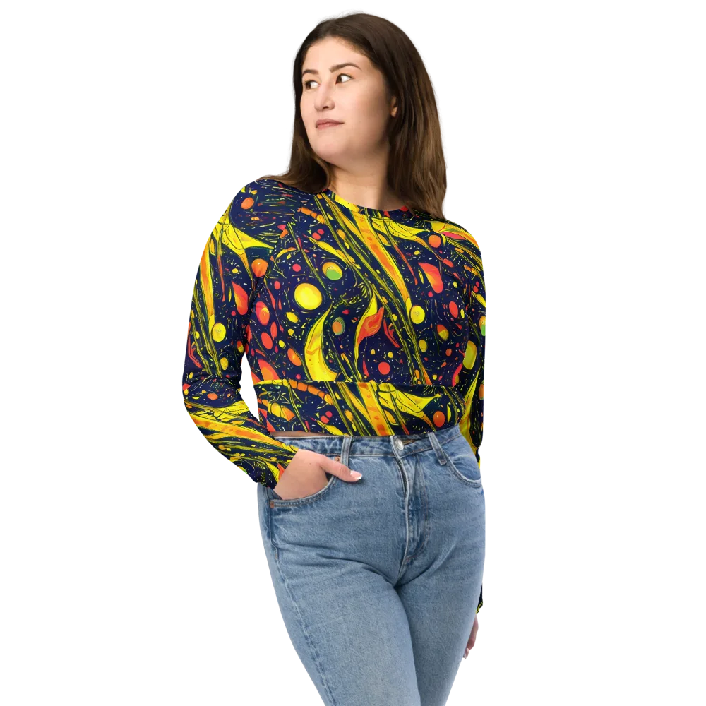 Citrus Vortex on Long Sleeve Crop Top — Front