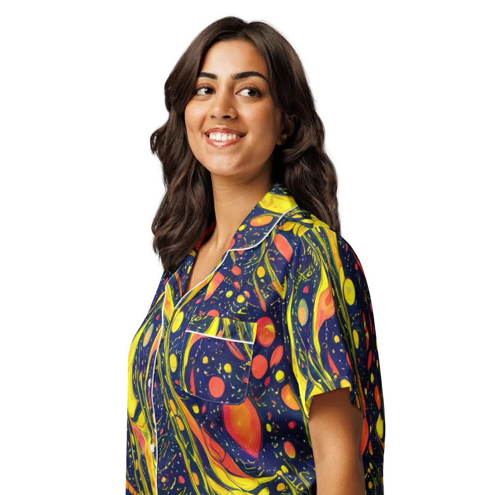 Citrus Vortex on Women's Short Sleeve Pajama Top — Left Front