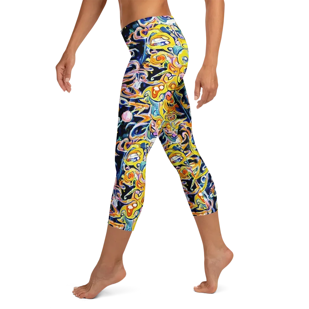 Liquid Sunstorm on Capri Leggings — Left