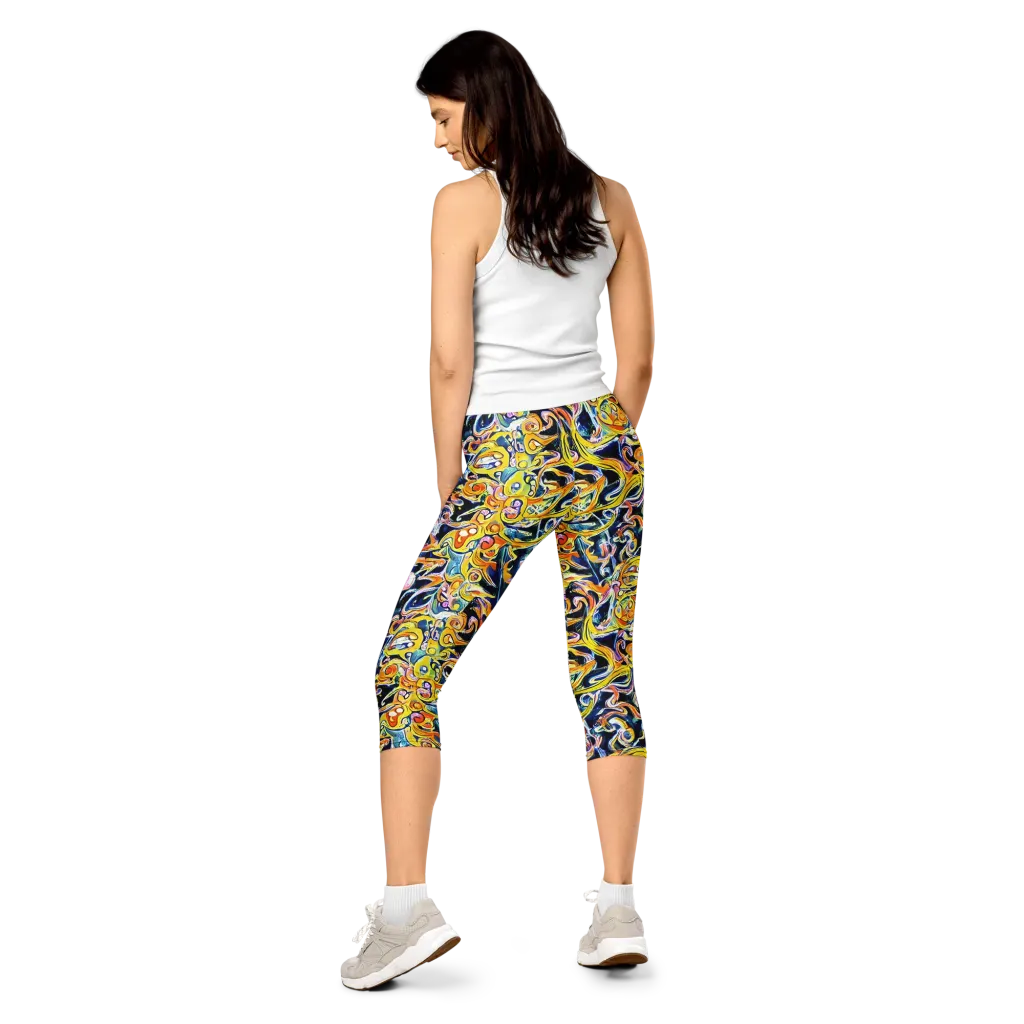 Liquid Sunstorm on Capri Leggings — Back