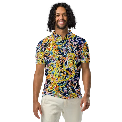 Liquid Sunstorm on a Men's Slim Fit Polo Shirt