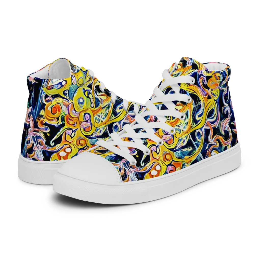 Liquid Sunstorm on Men's High Top Canvas Shoes — Left