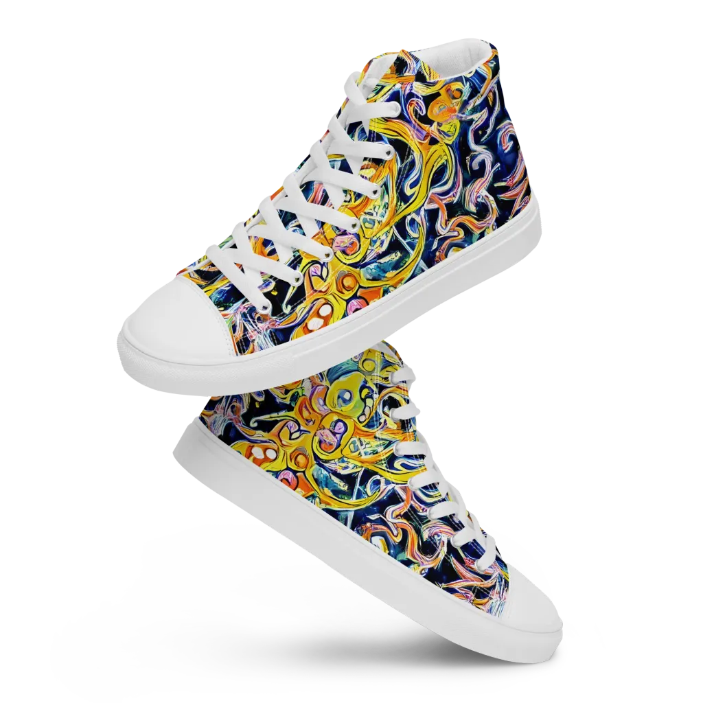 Liquid Sunstorm on Men's High Top Canvas Shoes — Front