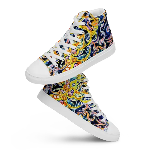 Liquid Sunstorm on a Men's High Top Canvas Shoes