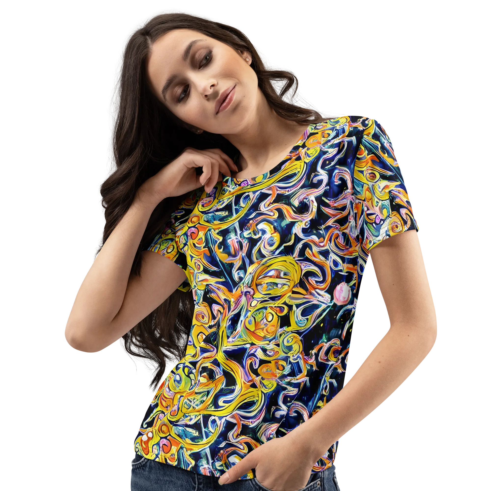 Liquid Sunstorm on Women's Crew Neck T-Shirt — Left Front
