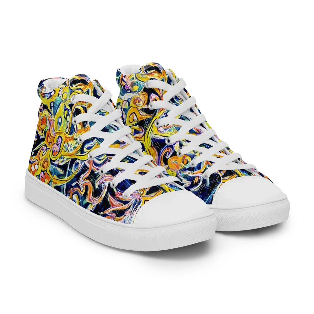 Liquid Sunstorm on Women's High Top Canvas Shoes — Right Front