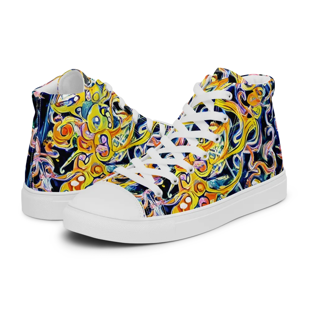Liquid Sunstorm on Women's High Top Canvas Shoes — Left