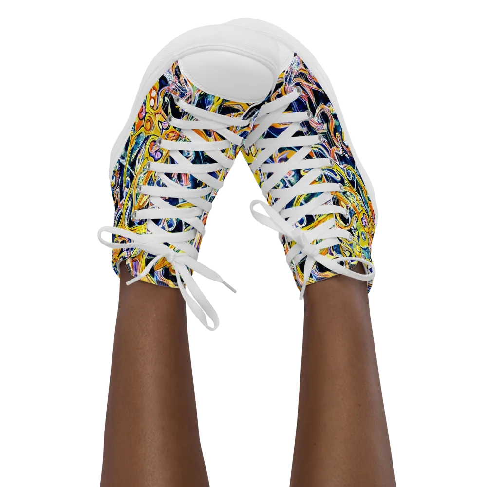 Liquid Sunstorm on Women's High Top Canvas Shoes — Front