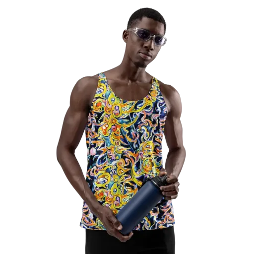 Liquid Sunstorm on a Men's Tank Top