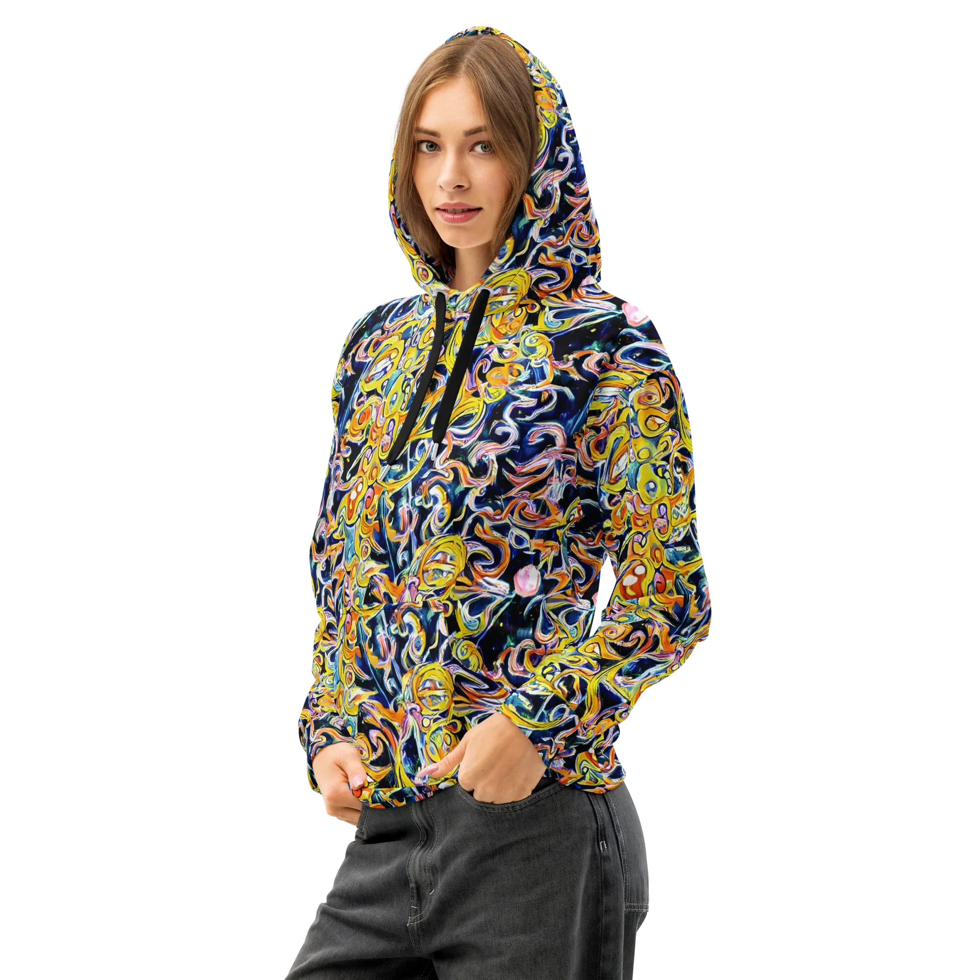 Liquid Sunstorm on Cotton Hoodie — Left Front