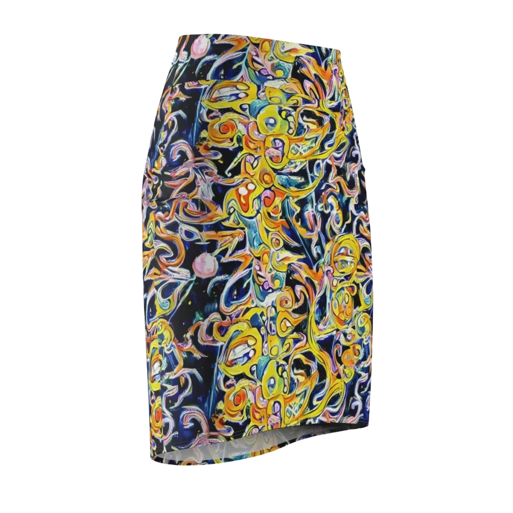 Liquid Sunstorm on Pencil Skirt — Front Side
