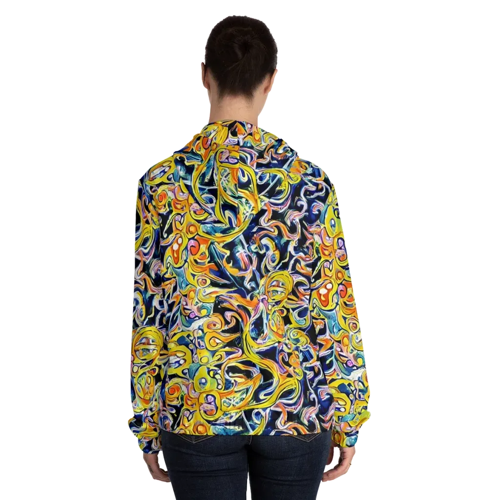 Liquid Sunstorm on Women's Full-Zip Hoodie — Back On Person