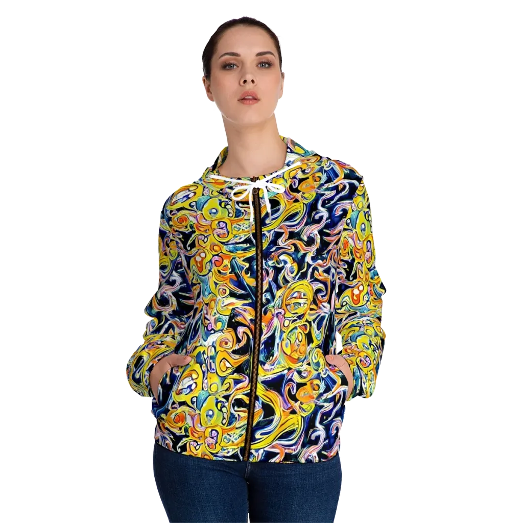 Liquid Sunstorm on Women's Full-Zip Hoodie — Front On Person