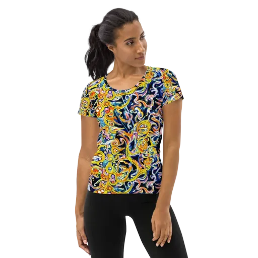 Liquid Sunstorm on a Women's Athletic T-Shirt