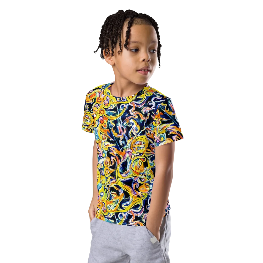 Liquid Sunstorm on Kids Crew Neck T-Shirt — Left Front