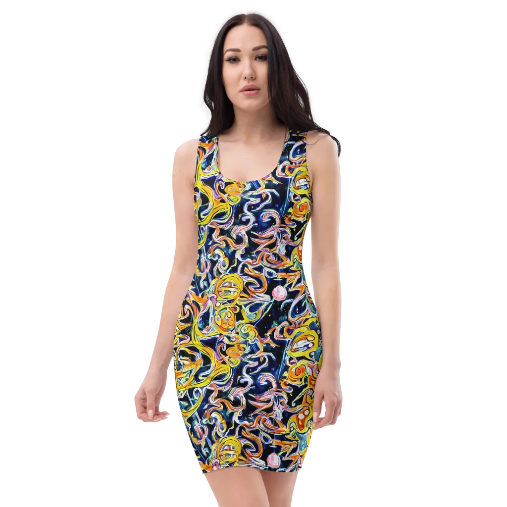 Liquid Sunstorm on Bodycon Dress — Front