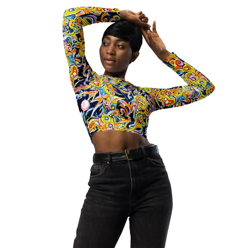 Liquid Sunstorm on Long Sleeve Crop Top — Front