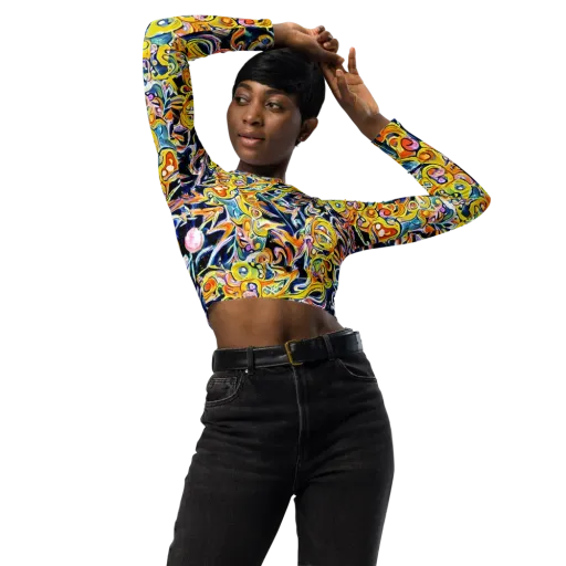 Liquid Sunstorm on a Long Sleeve Crop Top