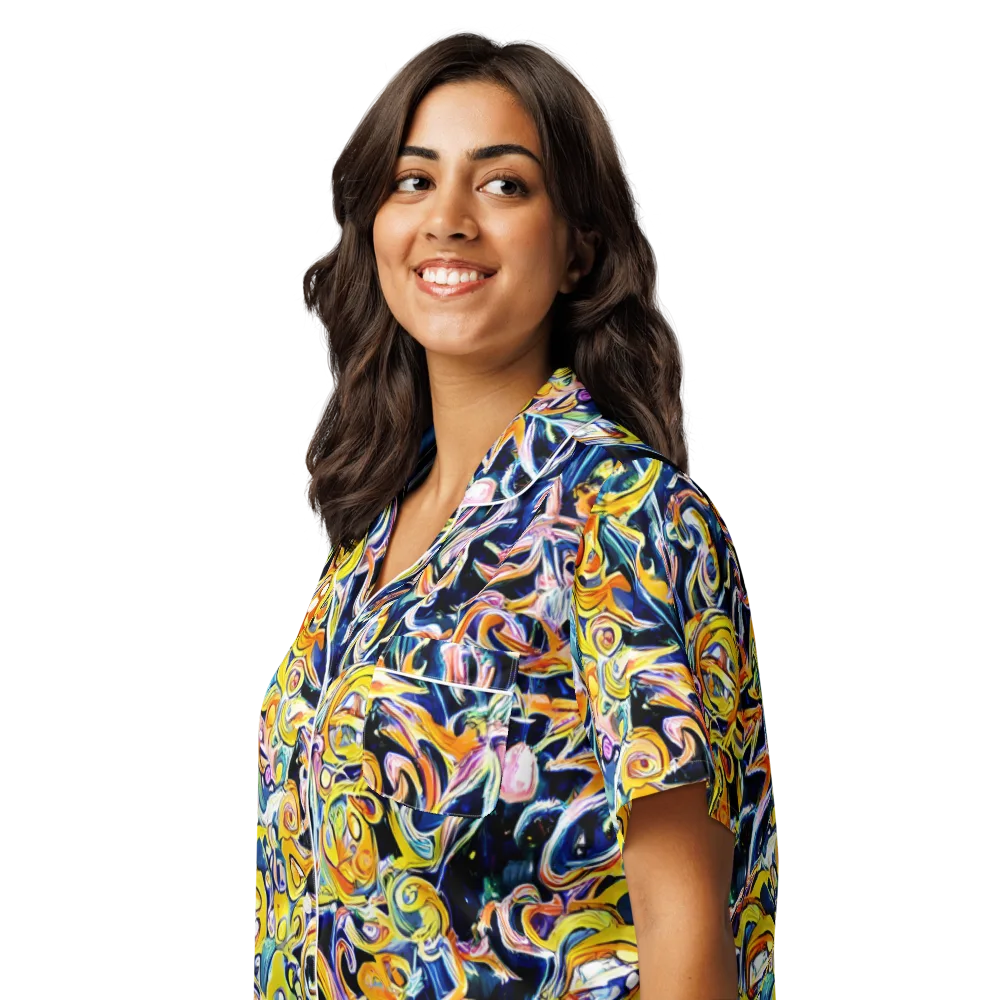 Liquid Sunstorm on Women's Short Sleeve Pajama Top — Left Front