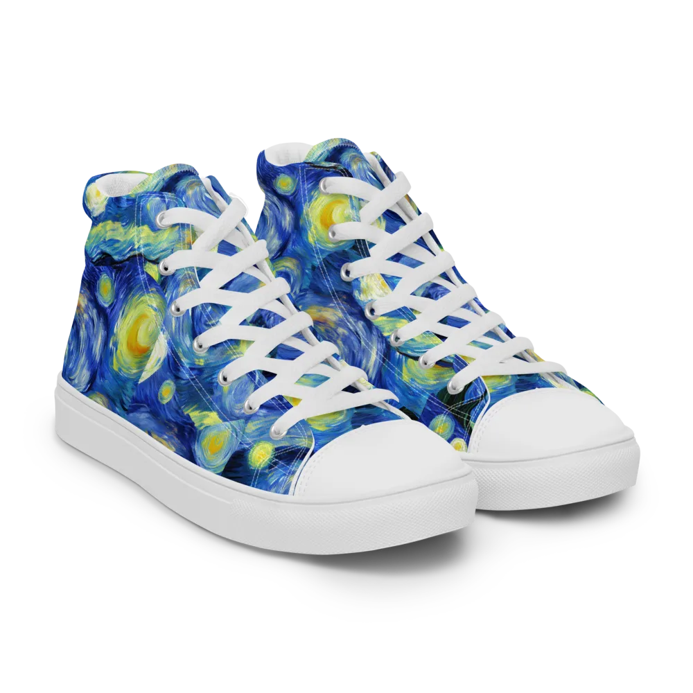 Cosmic Vortex on Men's High Top Canvas Shoes — Right Front