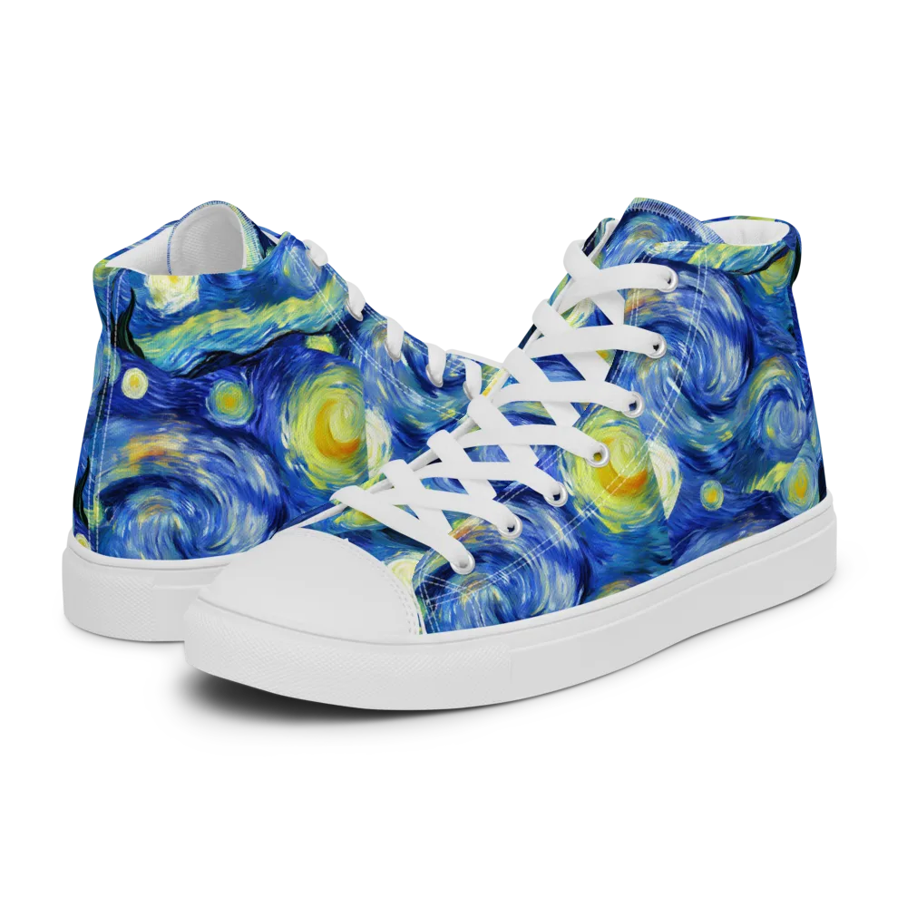 Cosmic Vortex on Men's High Top Canvas Shoes — Left